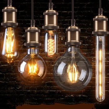 

Wholesale Vintage Edison Bulb E27 220V Transparent & Brown Lampshade Retro Lamp Ampoule Light Incandescent Light Filament Bulb