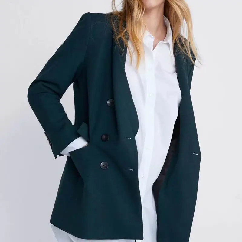 

Women Sets 2019 Spring New Fashion Office Lady Blazer and Pant Double Breasted Suit Tops Wide Led Long Bottoms