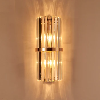 

Foyer large Crystal wall lighting Led Arandela vertical Wall Lamp sconce for hotel E14 mirror Led fixtures modern wall lights