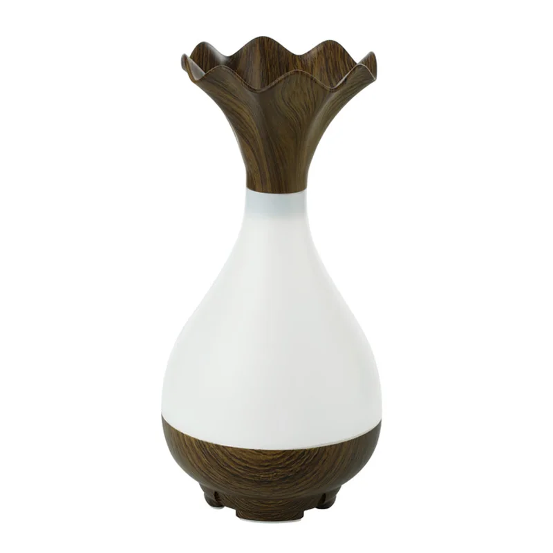 

New Fashion Wood Grain Vase USB Air Humidifier Ultrasonic Aromatherapy Essential Oil diffuser Aroma LED Night Light Atomizatio