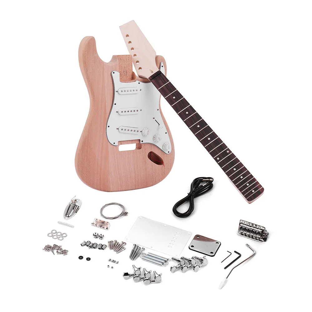 

Muslady ST Style Unfinished DIY Electric Guitar Kit Mahogany Body Maple Guitar Neck Rosewood Fingerboard