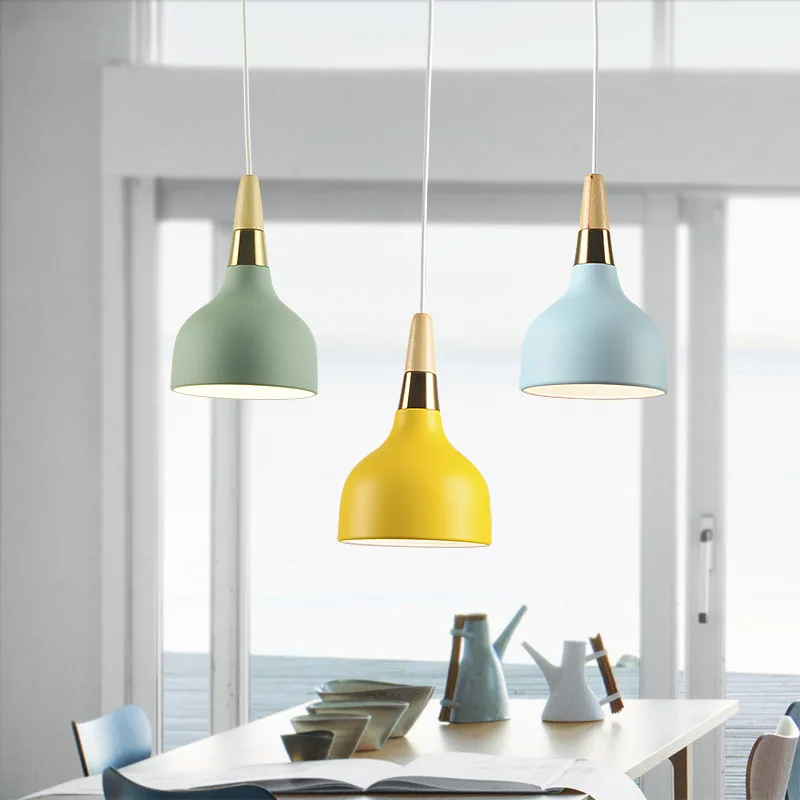 

LED Pendant Lights E27 Wood Restaurant Pendant Lamp Modern Living Room Hanging Lamp Light Fixture Cafe Bar Dining Room Lighting