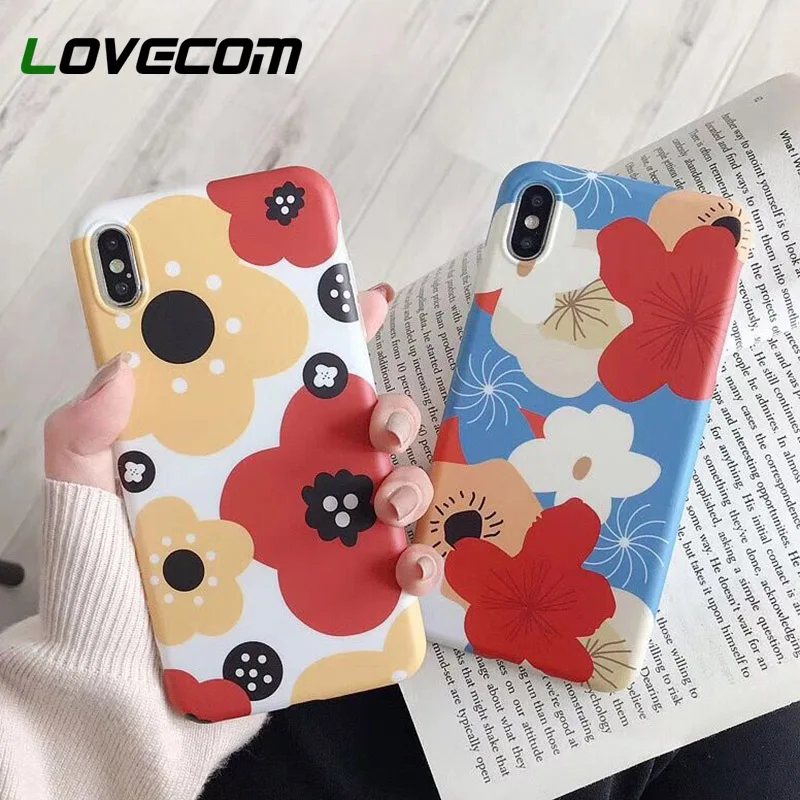 

LOVECOM Vintage Flower Phone Cases For iPhone XS Max XR For iPhone 6 6S 7 8 Plus X XS Soft IMD Phone Back Cover Coque Gifts
