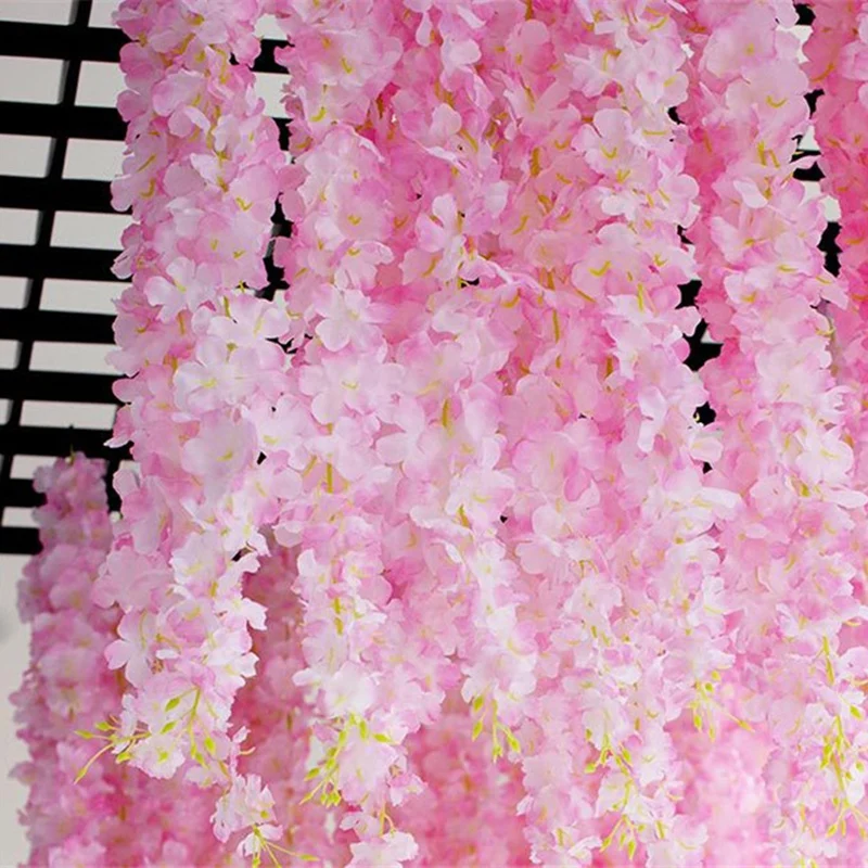 90/120cm Artificial Silk Hydrangea Wisteria Flower String For Wedding Arch Square Rattan Wall Hanging Basket Wedding Decoration 90/120cm Artificial Silk Hydrangea Wisteria Flower String For Wedding Arch Square Rattan Wall Hanging Basket Wedding Decoration
