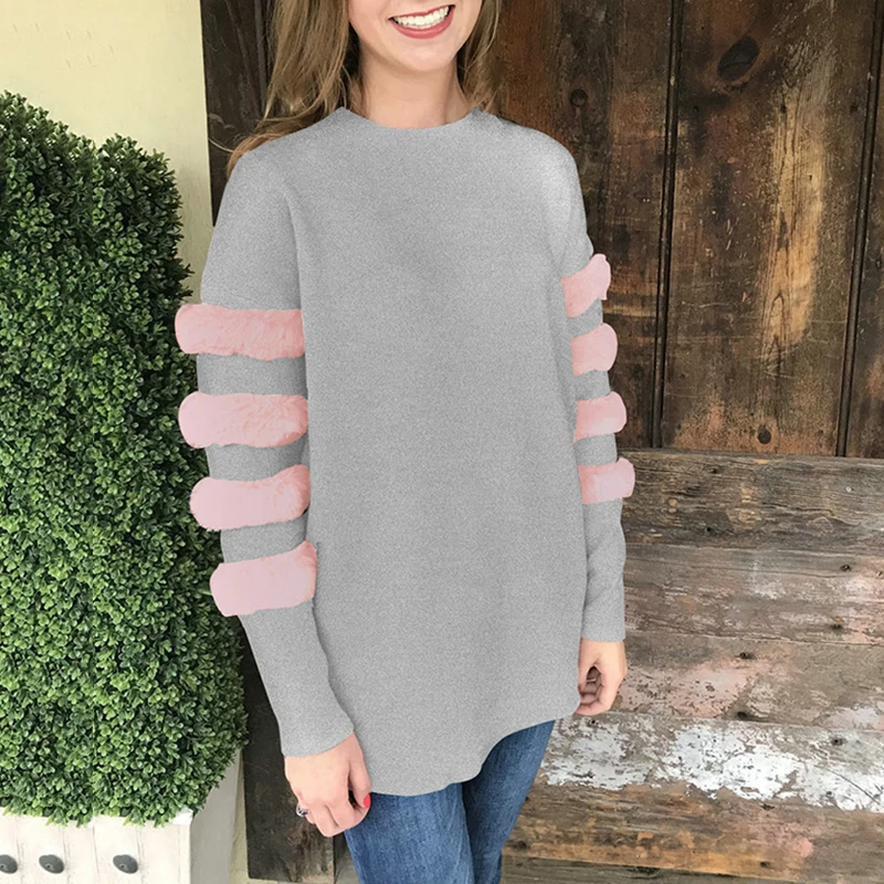 2017 Autumn Faux Fur Hoodies Sweatshirt Casual Oversize
