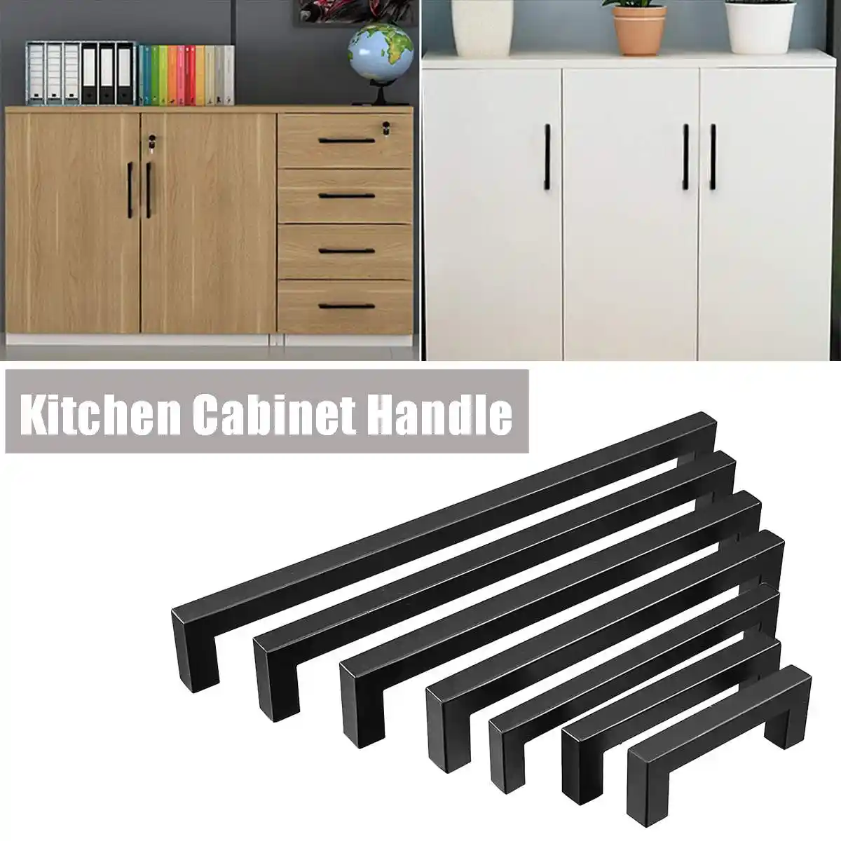 1pcs Black Kitchen Cabinet Handles Door Knobs Stainless Steel Square Closet Drawer Cupboard Pulls Bathroom Cabinet 3inch 15inch Cabinet Pulls Aliexpress