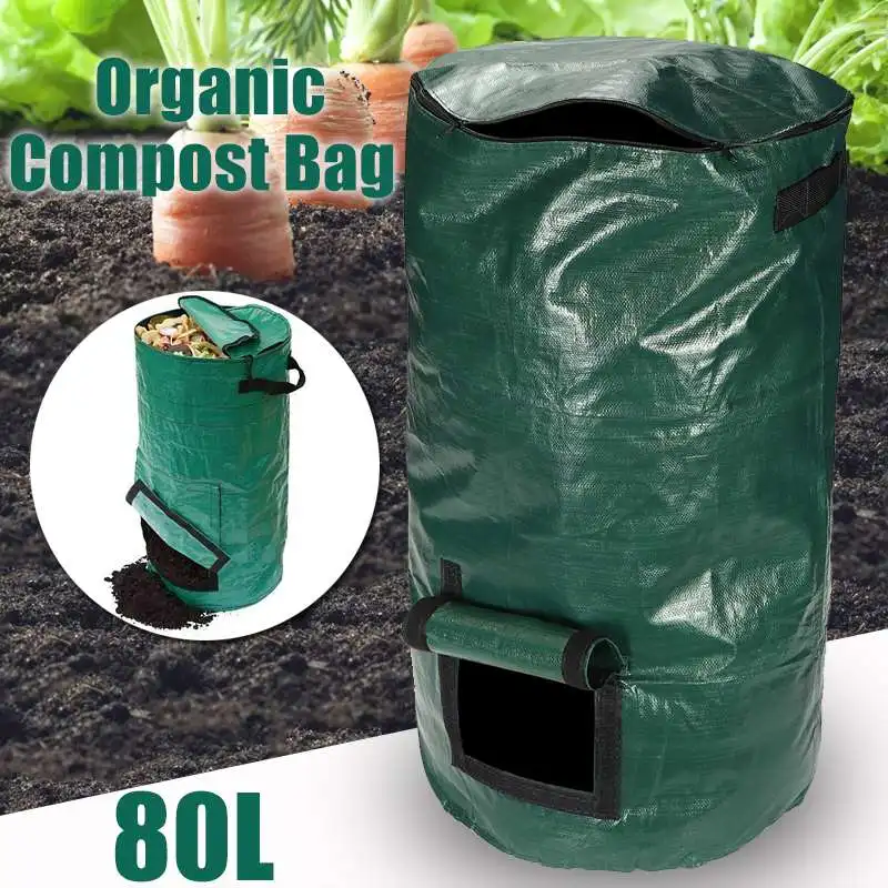 2 Sizes PE Compost Bag Organic Waste Bag for Kitchen Garden Yard Asixx Garden Waste Bag Waterproof 35 x 60cm Heat Resistant Anti-Corrosive Made of Environmental PE Cloth