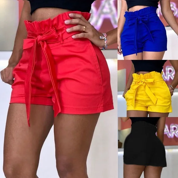 Plus Size Women High Waist Shorts Pure Color Loose Casual Shorts Women Summer Shorts