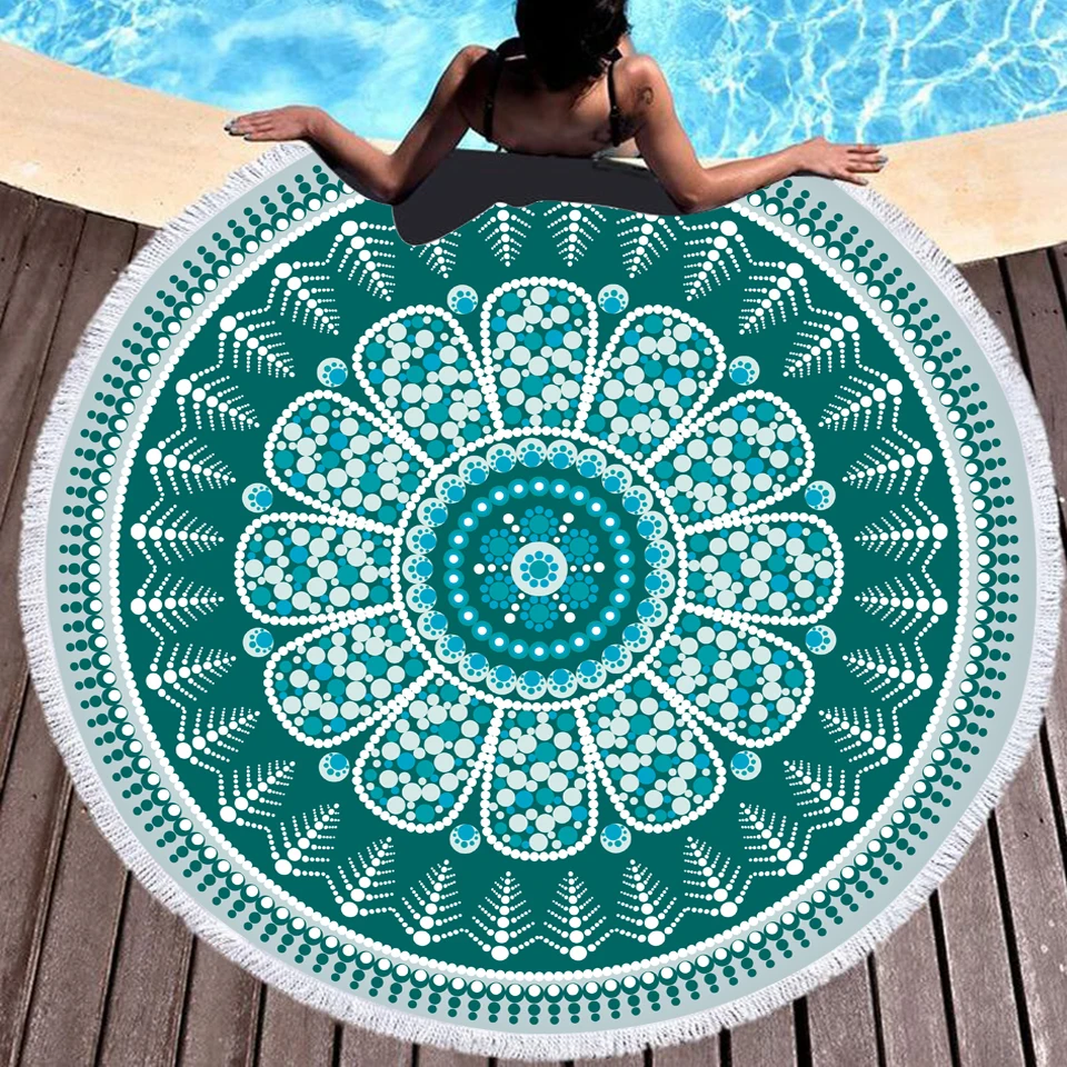

GRIDILANGO Round Mandala Tapestry Soft Breathable Round Bath Towels For Adults Blanket Indian Throw Bohemian Yoga Beach Towel