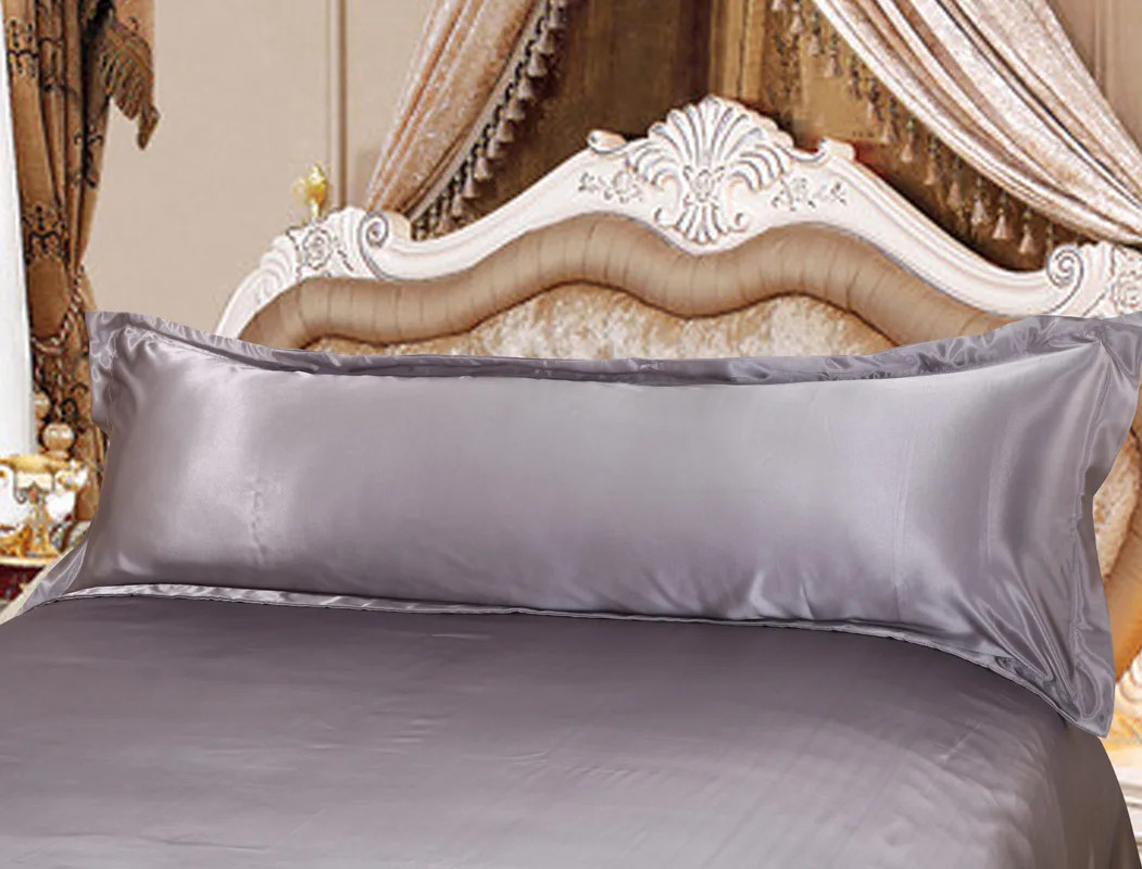 

120/150 Cm Long Pillowcase White Solid Pillow Case Cover Silk Satin Fabric Home Textile 1pc 2 Size for Bedroom48