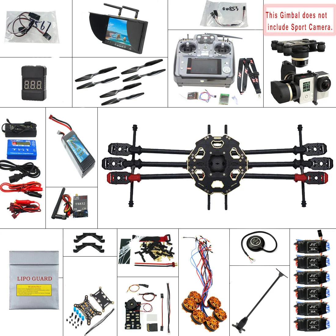 $743.58 JMT 680PRO PX4 GPS 24G 10CH 58G Video FPV RC Hexacopter Unassembled Full Kit RTF DIY RC Drone Com