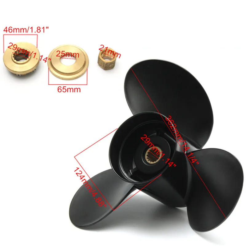 

Aluminium Alloy 3 Blades Outboard Propeller For Mercury 135-300HP 48-832832A45 Black 15 Spline Tooth Improve Handling Boat Lift