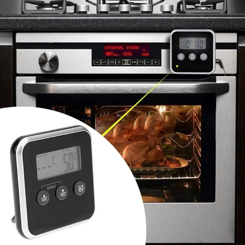 

Electronic LCD Digital Food Thermometer Probe BBQ Probe Temperature Alarm Kitchen Cooking Timer Tool Convenient Measuring Tools