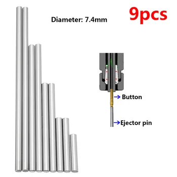 

9pcs 7.4mm Ejector Pins Set for Push Rifling Buttons High Hardness Full Specifications Reamer Machine Tools Parts Ejector Pins