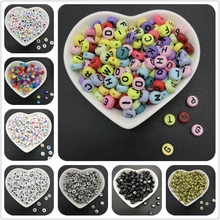 100 шт 7x4 мм смешанные бусины с буквами Акриловые Бусины овальные 26 алфавитные бусины для самостоятельного изготовления ювелирных изделий браслет ожерелье