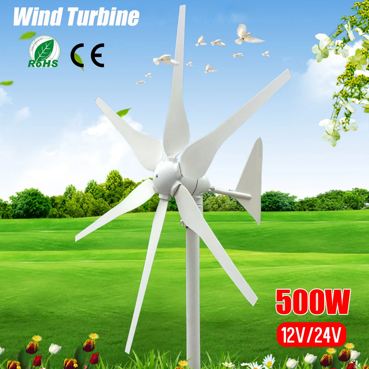 

500W DC/AC Generator 12V/24V Wind Turbines Generator Miniature Wind Turbines With Controller for Residential Home