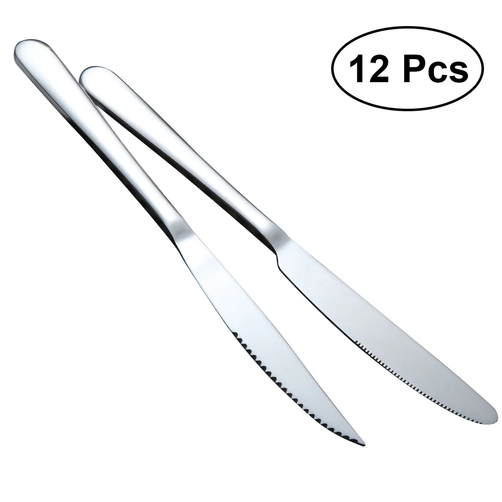 

12pcs Stainless Steel Dinner Knives Home Tableware Dining Knife Beef Steak Cutter Silverware Meat Knife Steak Knife