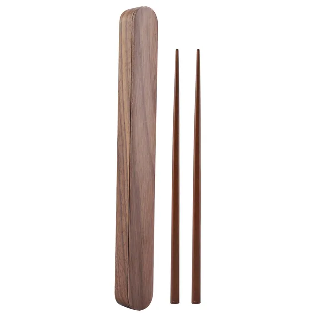 Home Eco-friendly Natural Bamboo Wood Wooden Reusable Chopsticks Sushi Food Stick Chopsticks Storage Case Box Set Home Portable 1