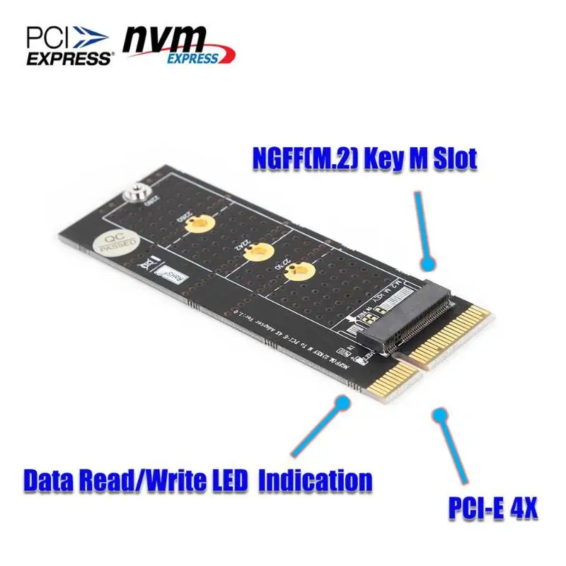 NGFF M.2 NVME M ключ SSD к PCI-E 4X адаптер PCI Express Raiser карта