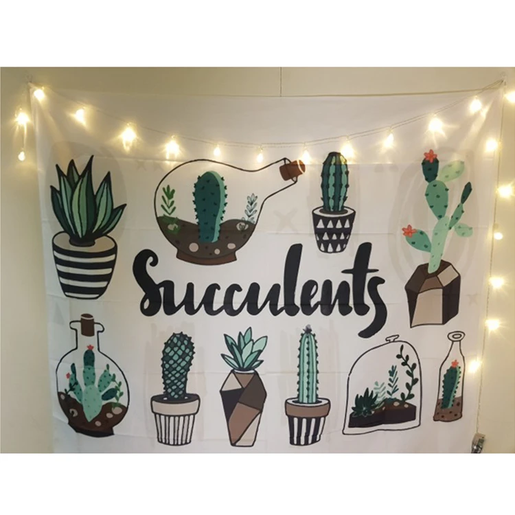 

Loartee Succulent Green Plant Pot Tapestry Ins Simple Young Home Wall Cloth Curtain Throw Decoration