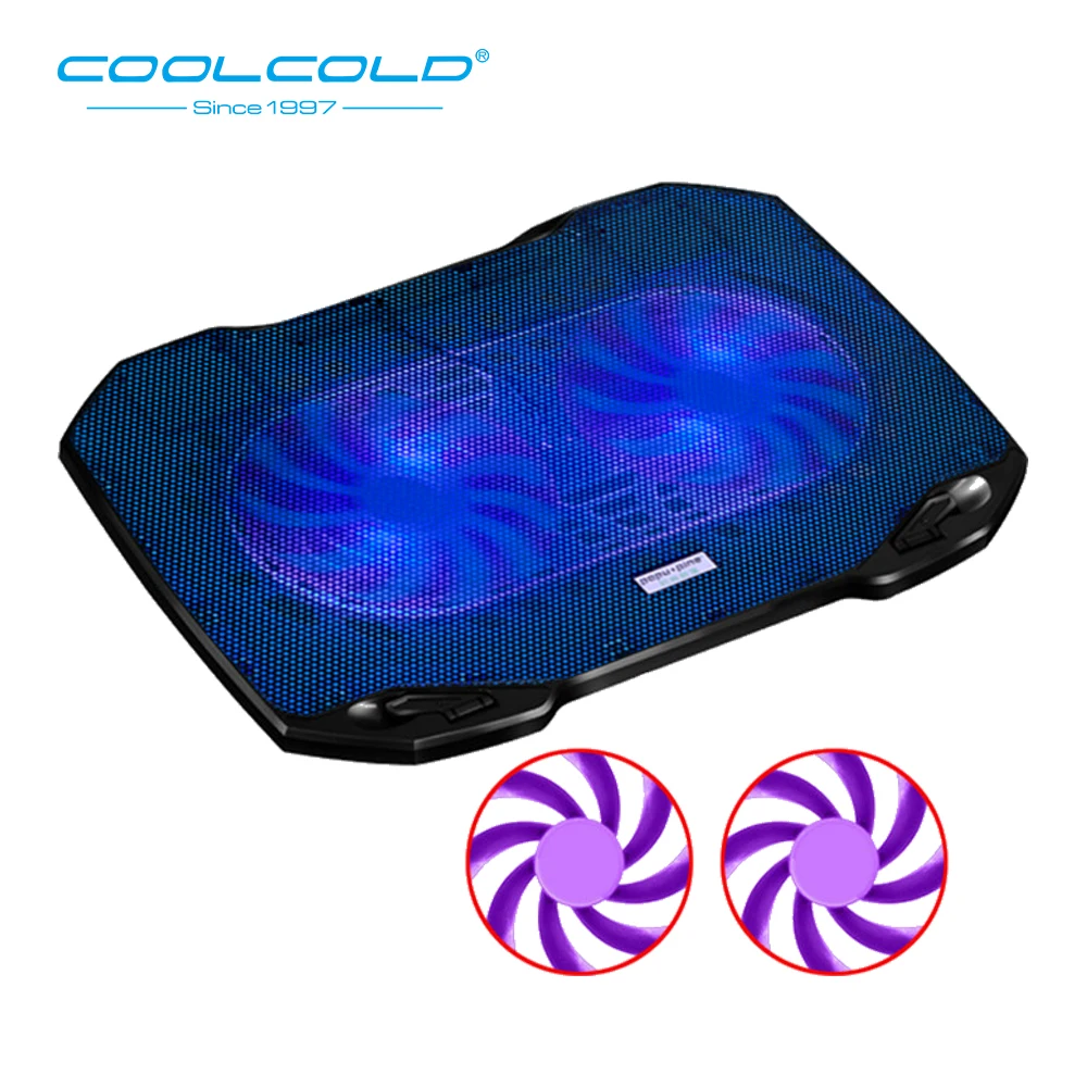 

COOLCOLD Dual Fan Notebook Cooler Cooling Pad USB Powered 5V Laptop Fan Cooler USB Cooling Fan Stand For 11'' 15.6'' Laptop