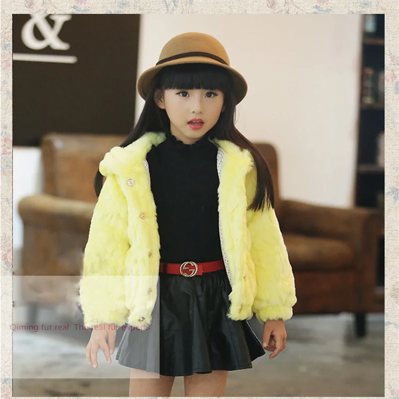 

New Fashion Children Rabbit Fur Coat Autumn Winter Baby Warm Short Thick Clothes Girls Clothing Fur Jacket Free shipping