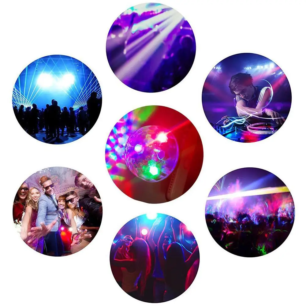 Mini USB Disco luz LED fiesta luces portátil de cristal mágico bola colorida efecto lámpara de escenario para la decoración del Karaoke del partido del hogar