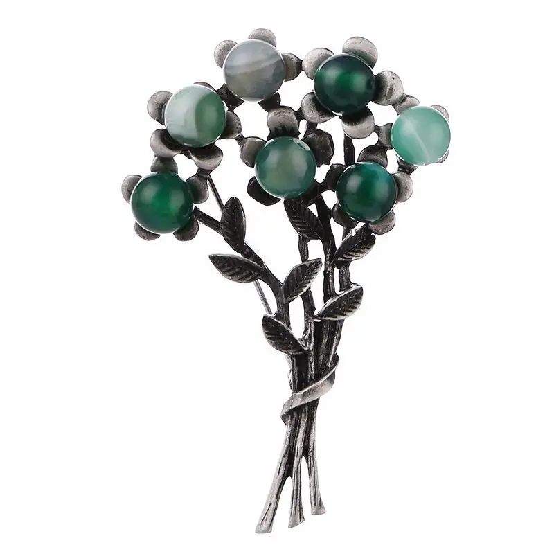 

CINDY XIANG New Green Color Stone Flower Brooches for Women Vintage Fashion Corsage Wedding Party Accessories High Quality 2018