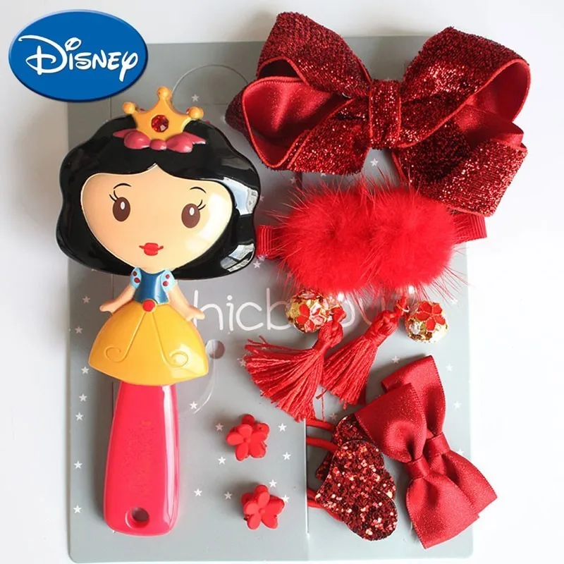 

Disney Comb Headwear Set Princess Snow White Elsa Aurora Ariel Rapunzel Cartoon 3D Comb Head Rope Hair Set Chinese New Year Box