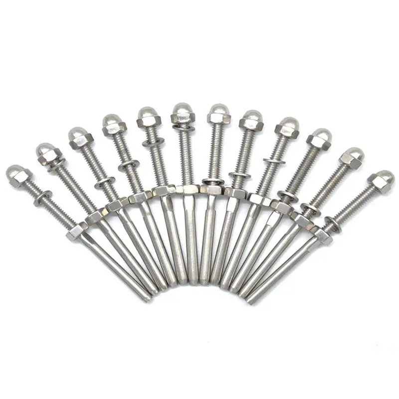 

18 Pcs Stainless Threaded Terminal Stud End Fitting for 1/8 Cable Deck Railing Hand Swage T316 Marine Grade 3-7/8 inch