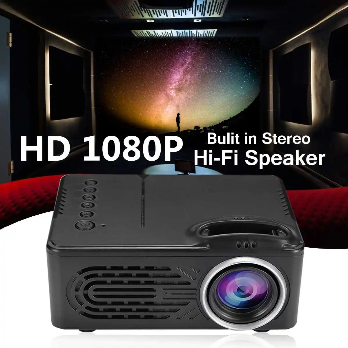 

Portable Mini Projector 1080P LCD LED USB Home Theater Cinema Video Media Player US/EU Plug Front projection 15W 64G TF LED