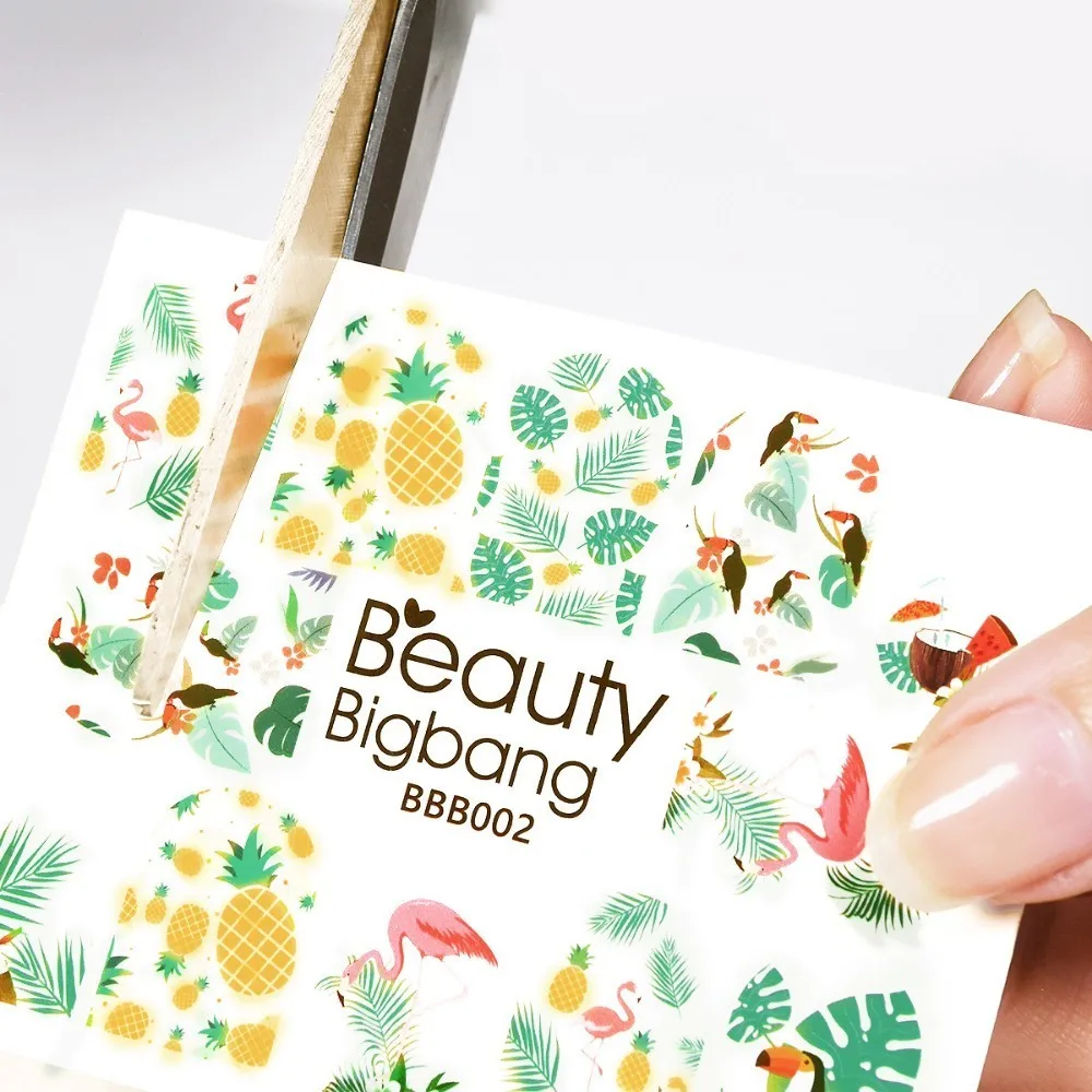 Водяной знак для ногтей BeautyBigBang 1 шт. ананасовый дизайн в форме листьев DIY наклейка