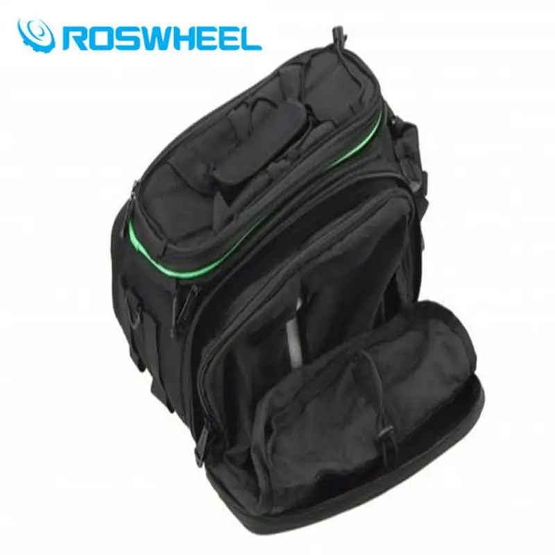 Discount Roswheel 13-20L Bicycle Rear Rack Bag Foldable MTB Bike Double Pannier Bag High Capacity Basket Rack Trunk Bag Shoulder Handbag 4