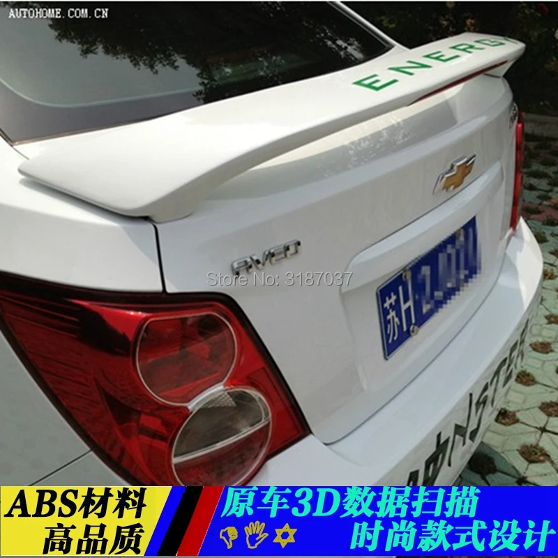 Спойлер для Chevrolet Aveo 2010 2013 АБС пластик Неокрашенный задний спойлер на крыло крышу