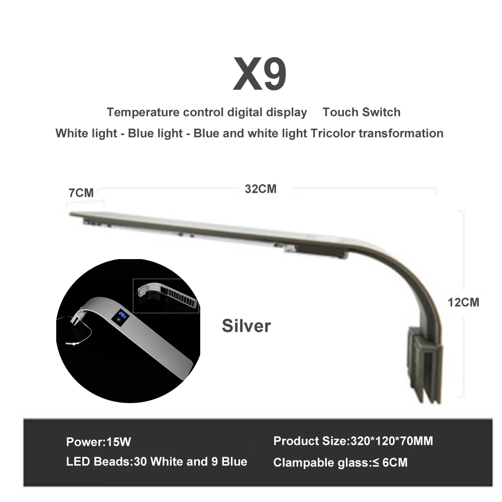 10W/15W Aquarium LED Lighting High Quality Fish Tank Light Lamp Aquatic Plant Lighting Waterproof Clip-on Lamp For Fish Tank