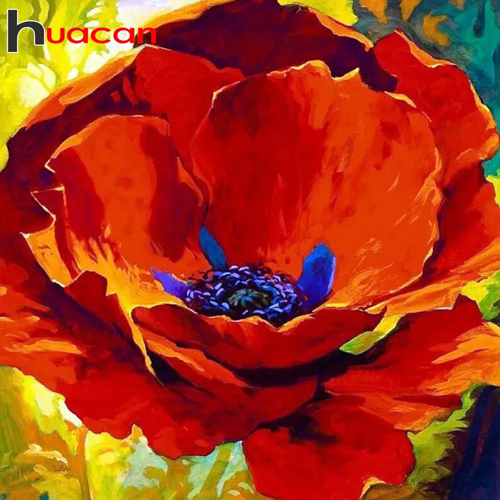 

Huacan Diamond Painting Flowers Cross Stitch Kits Diamond Embroidery Picture Beading Diamond Mosaic Needlework Home Decoration