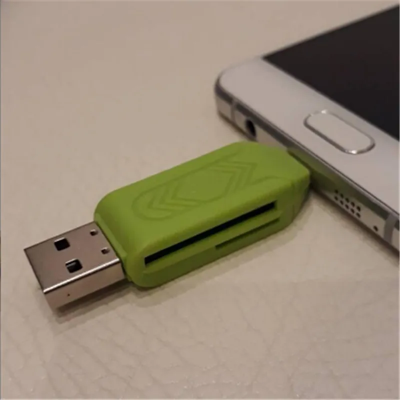 Micro USB OTG TF/SD Pembaca Kartu untuk Ponsel Tablet PC Media Player Warna Secara Acak