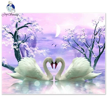 

JoySunday Diamond Mosaic Swans Animal Full Square Diamond Painting Cross Stitch Kit Diamond Embroidery Picture Rhinestone