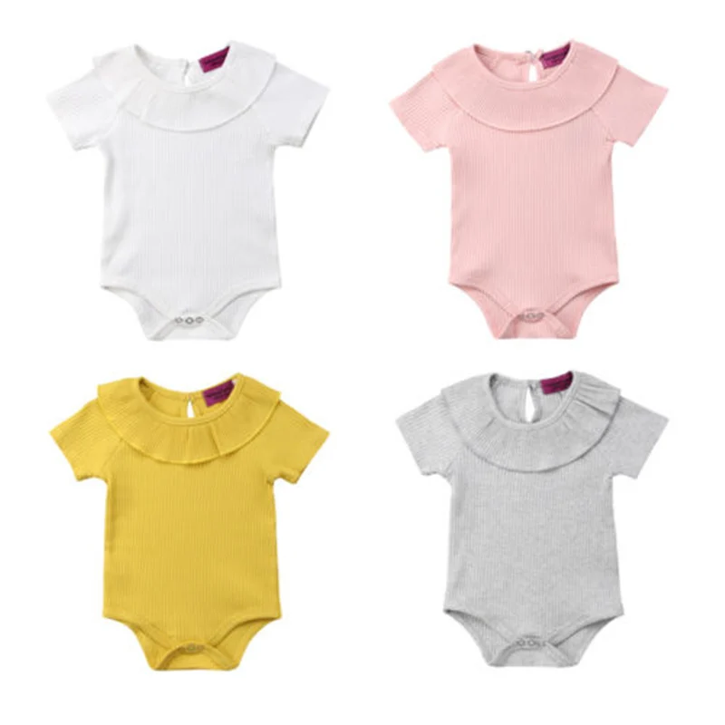 

Hot New Cute Newborn Baby Girls Boys Short Sleeve Romper Jumpsuit Rib One-Pieces Outfits Toddler Infant Cotton Solid Clothes
