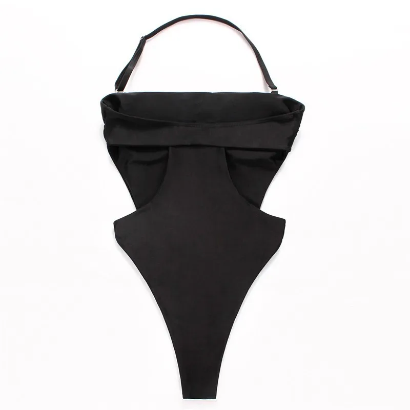 Sexy Solid One Piece Swimwear Women Halter High Cut Swimsuit Strapless Off Shoulder Bikini Set Female Summer Swimming Suit 2019