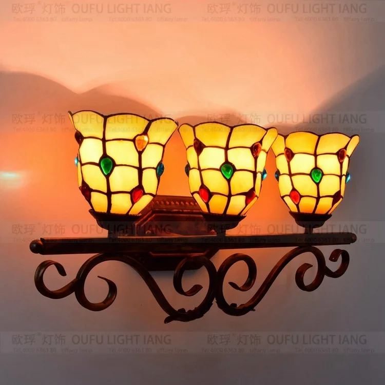 

Tiffany Fashion European Style Wall Lamp Baroque Bohemia Mirror Light Rustic Bed-lighting Lamps