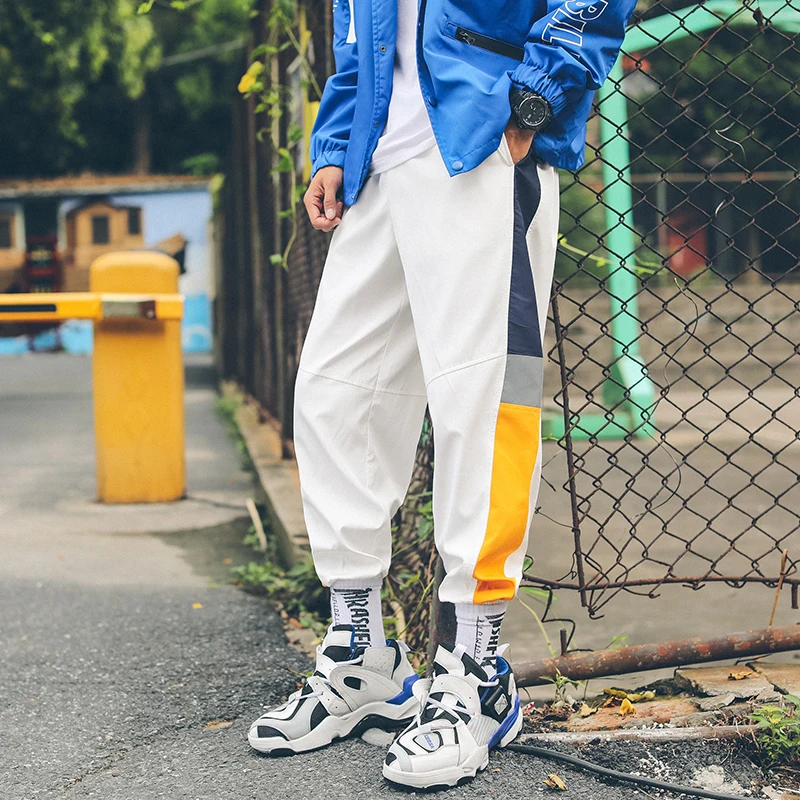 

Men's Trousers 2019 Summer New Youth Popular Loose Striped Beam Pants Small Feet Nine Pants Contrast Color Casual Men's Clothing