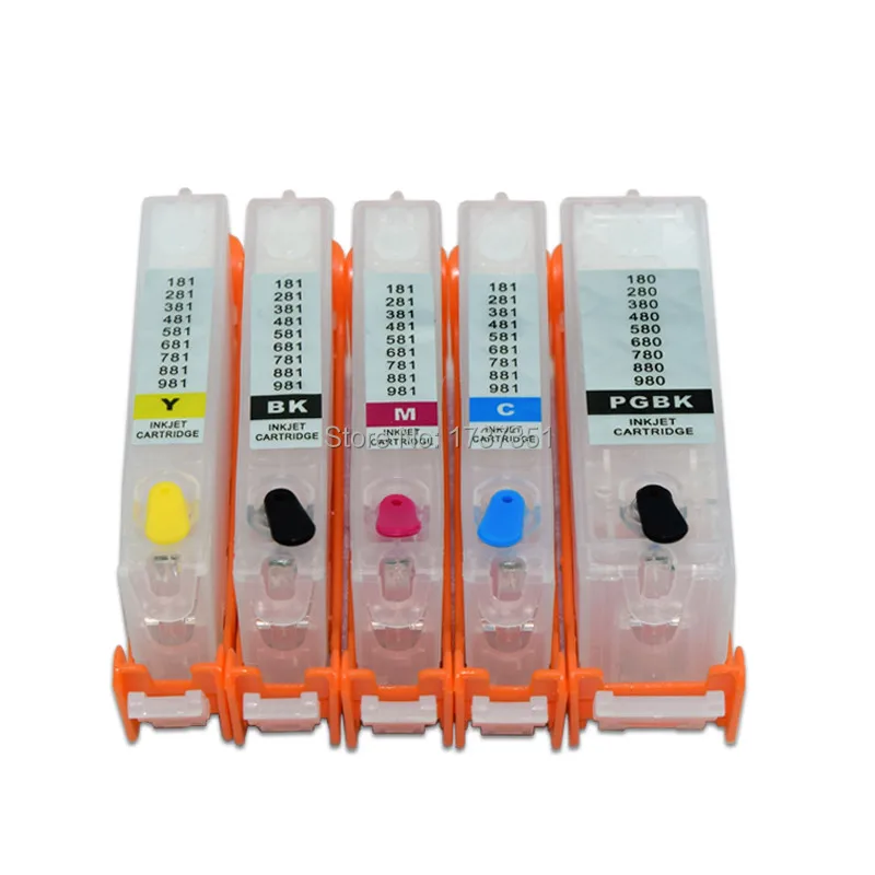 5 color PGI 280 CLI 281 Refill Ink Cartridge with Disposable Chip for