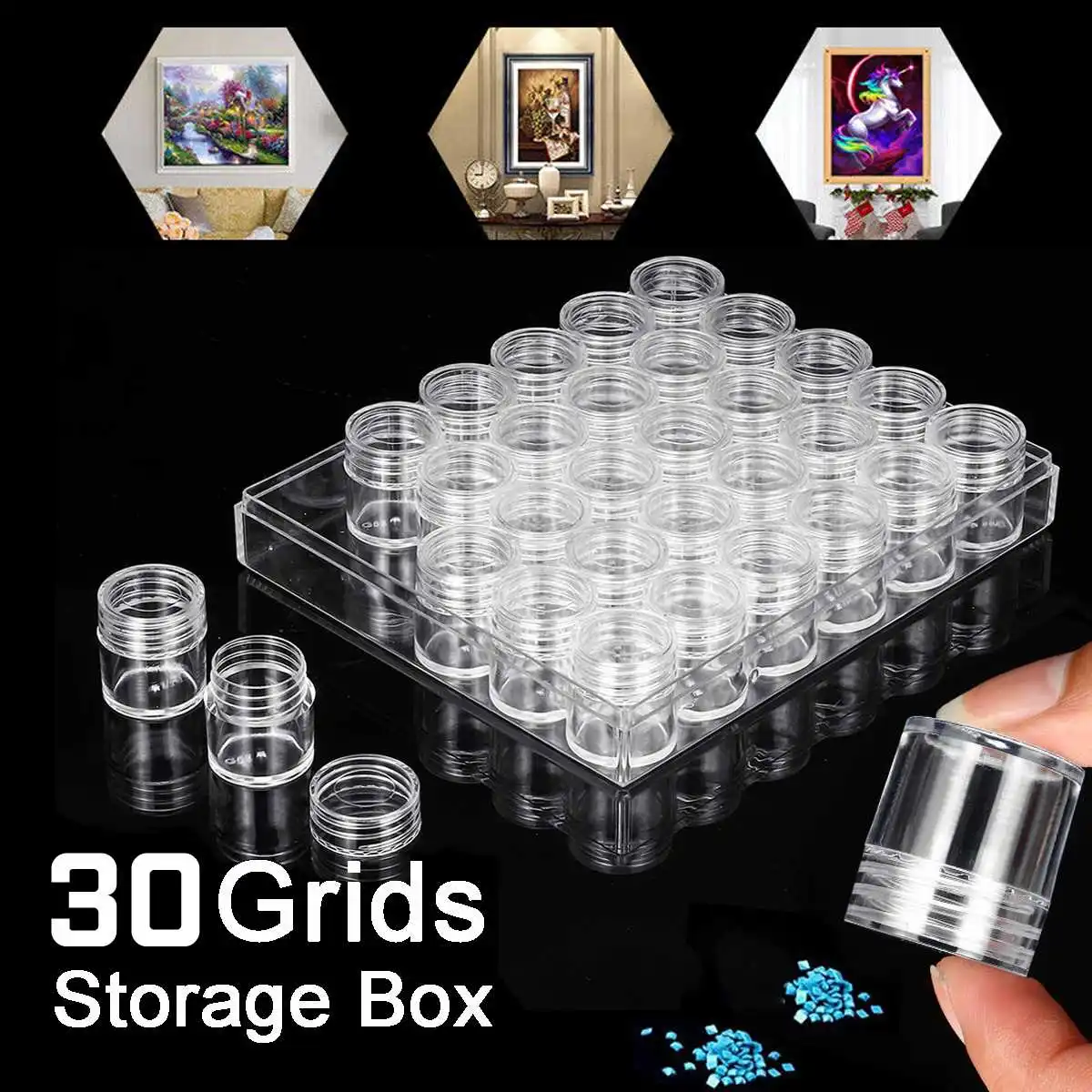 

30 Grids Slots Diamond Embroidery Storage Box Bead Storage Bottle Multifunctional Tools Kits Diamond Painting Accessories Cases