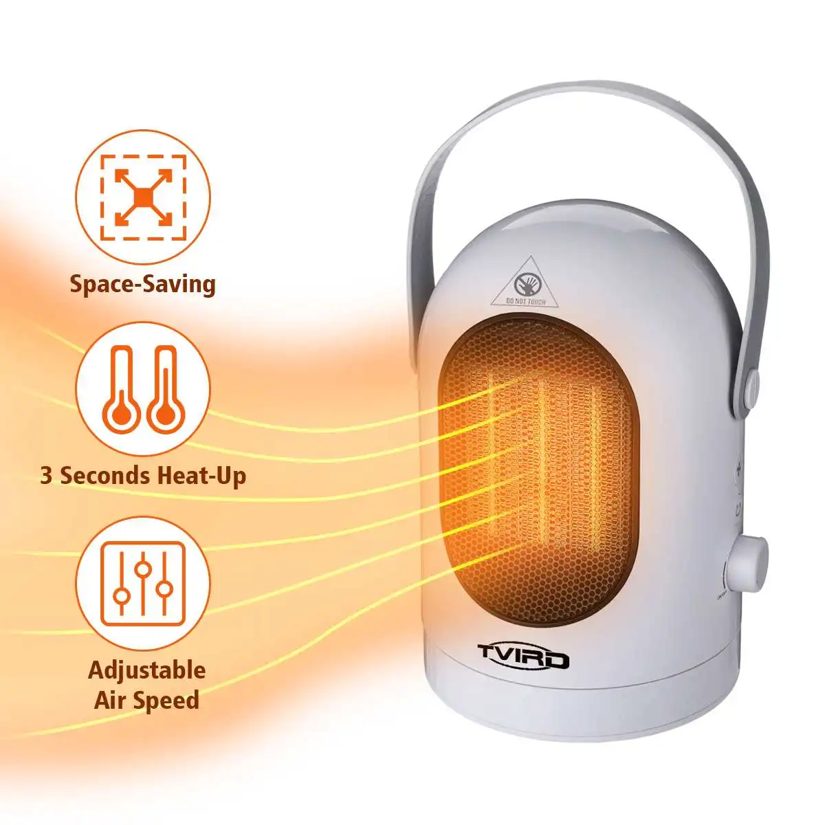 

Tvird 3 Speed 600W Electric Heater Mini Fan Heater Desktop Household Wall Handy Heating Stove Radiator Warmer Machine for Winter