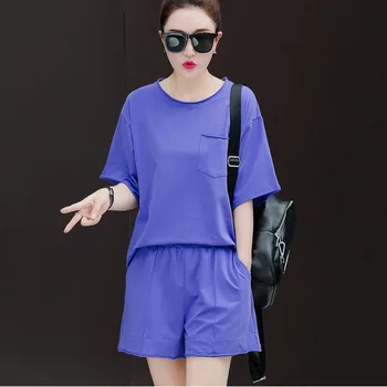 

Plus Size White Outfit Tracksuits For Women Short Top Pants 2 Piece Set Sportswear Sets 2019 Summer Clothing
