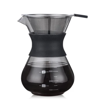 

200ML Pour Over Coffee Maker Filter Dripper Glass Container Coffee Percolators Stainless Steel Coffee Filter