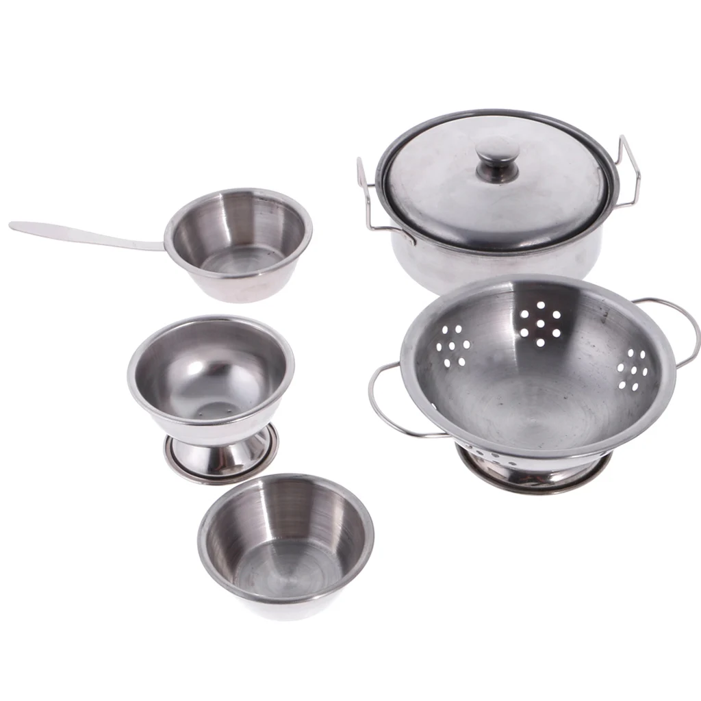 Mini Küche Set Kinder Pretend Spielen Kochen Werkzeuge Set Edelstahl Kochgeschirr Topf Pan Zubehör Küche Spielzeug für Baby Kinder