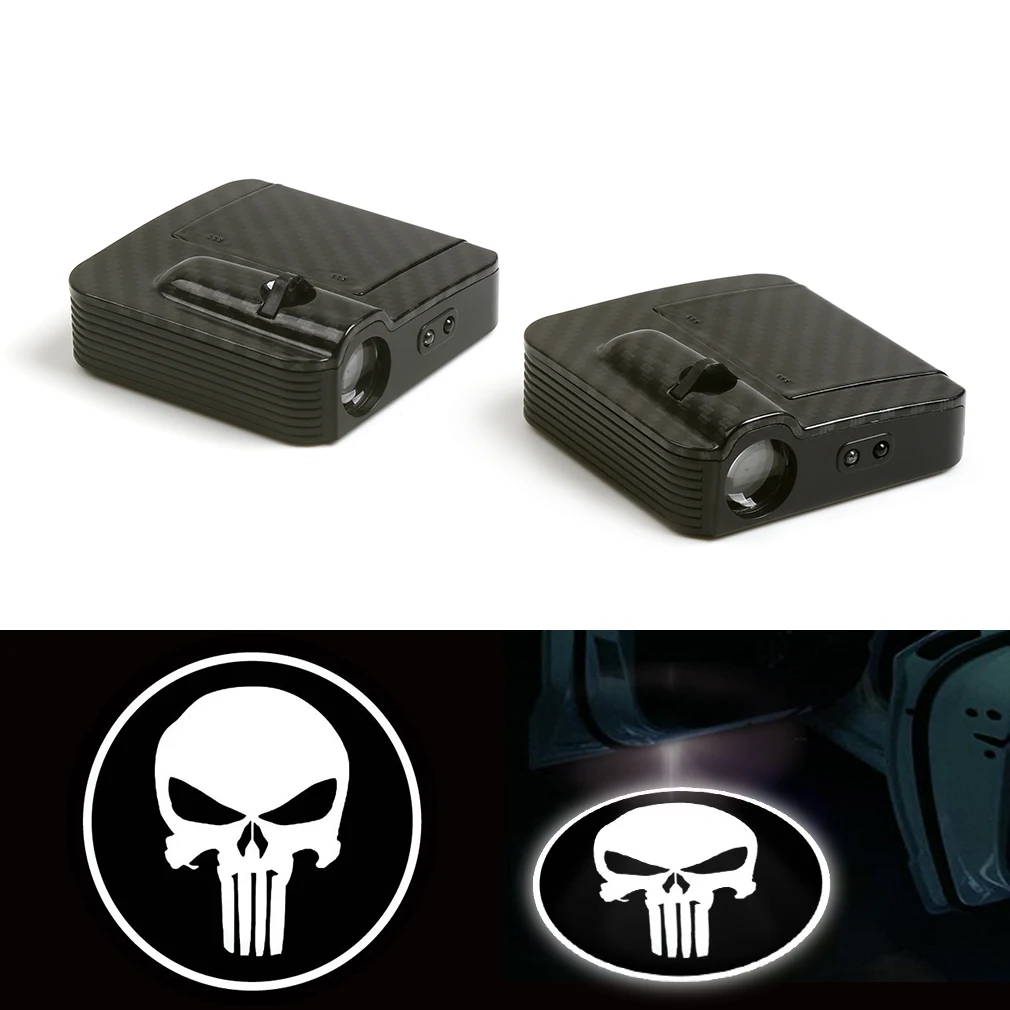 

car Door Welcome Laser Projector The Fit For Punisher Skull Logo Ghost Shadow LED Light 12V