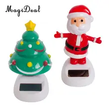 2x солнечные Рождественские игрушки танцующие фигурки Рождественская елка и Санта Клаус для дома украшение для стекла автомобиля, детские игрушки на солнечной энергии